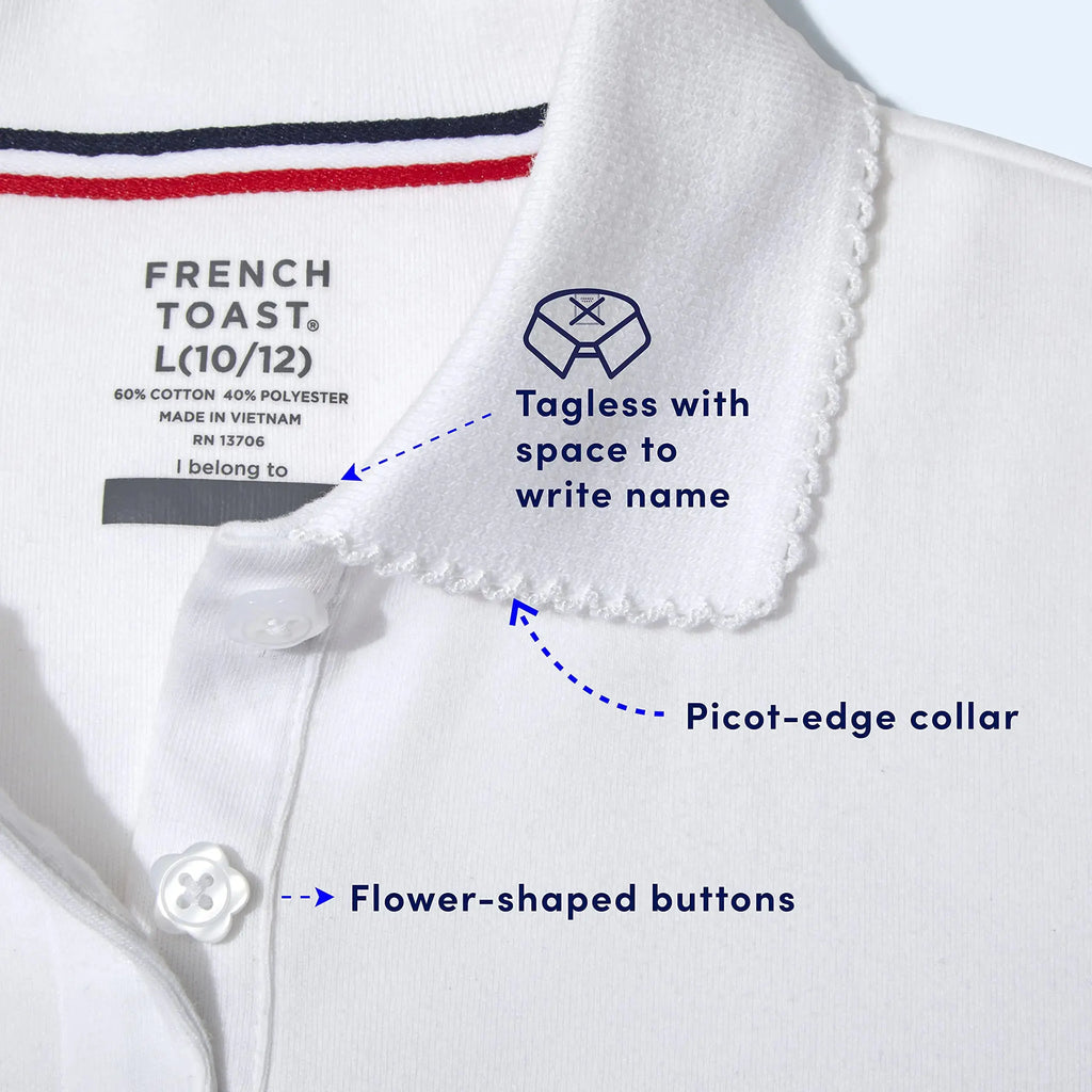 French Toast Girls' Short Sleeve Picot Collar Polo Shirt - School Uniform