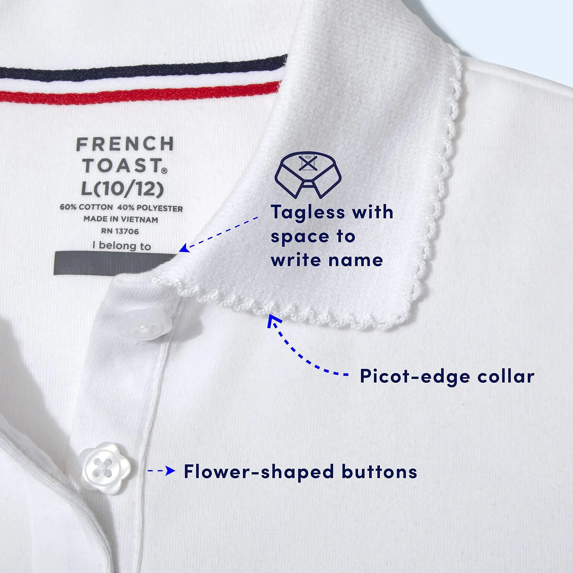 French Toast Girls' Short Sleeve Picot Collar Polo Shirt - School Uniform