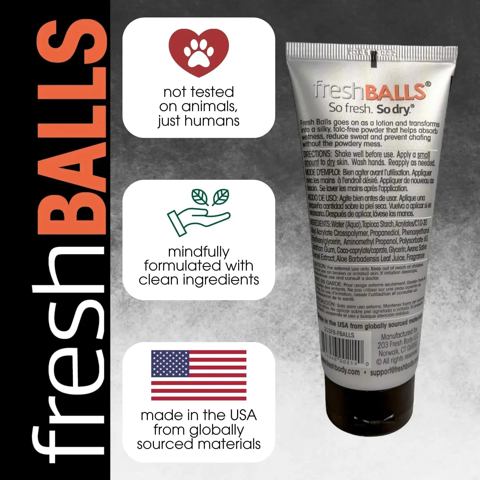 Fresh Body, Fresh Balls Lotion - Men's Anti-Chafing Soothing Cream & Ball Deodorant