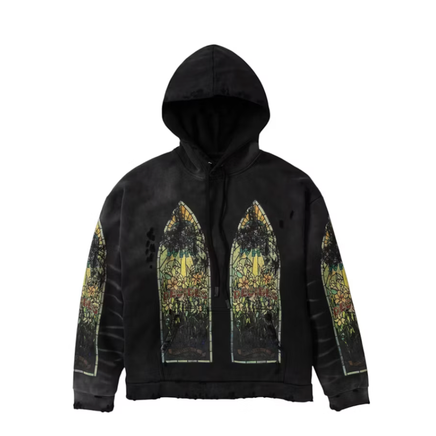 Who Decides War Faded Hooded Pullover Black