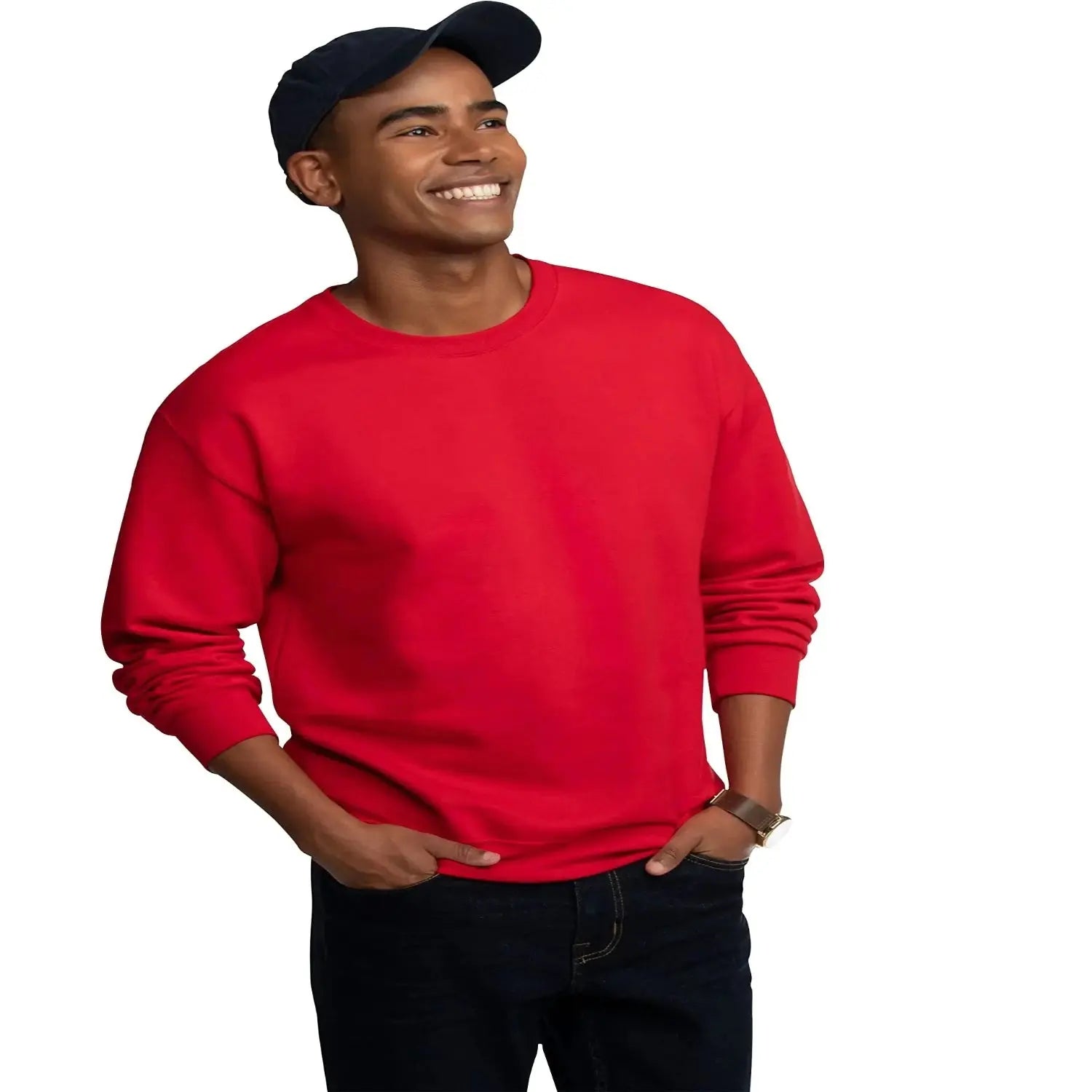 Fruit of the Loom Men's Eversoft Fleece Crewneck Large Red Sweatshirt