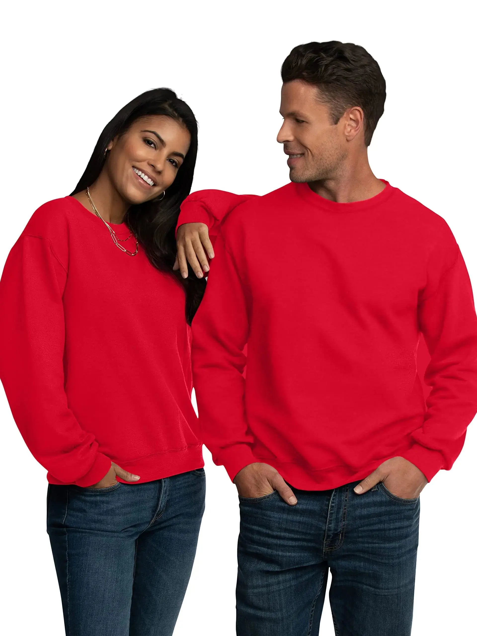 Fruit of the Loom Men's Eversoft Fleece Crewneck Large Red Sweatshirt