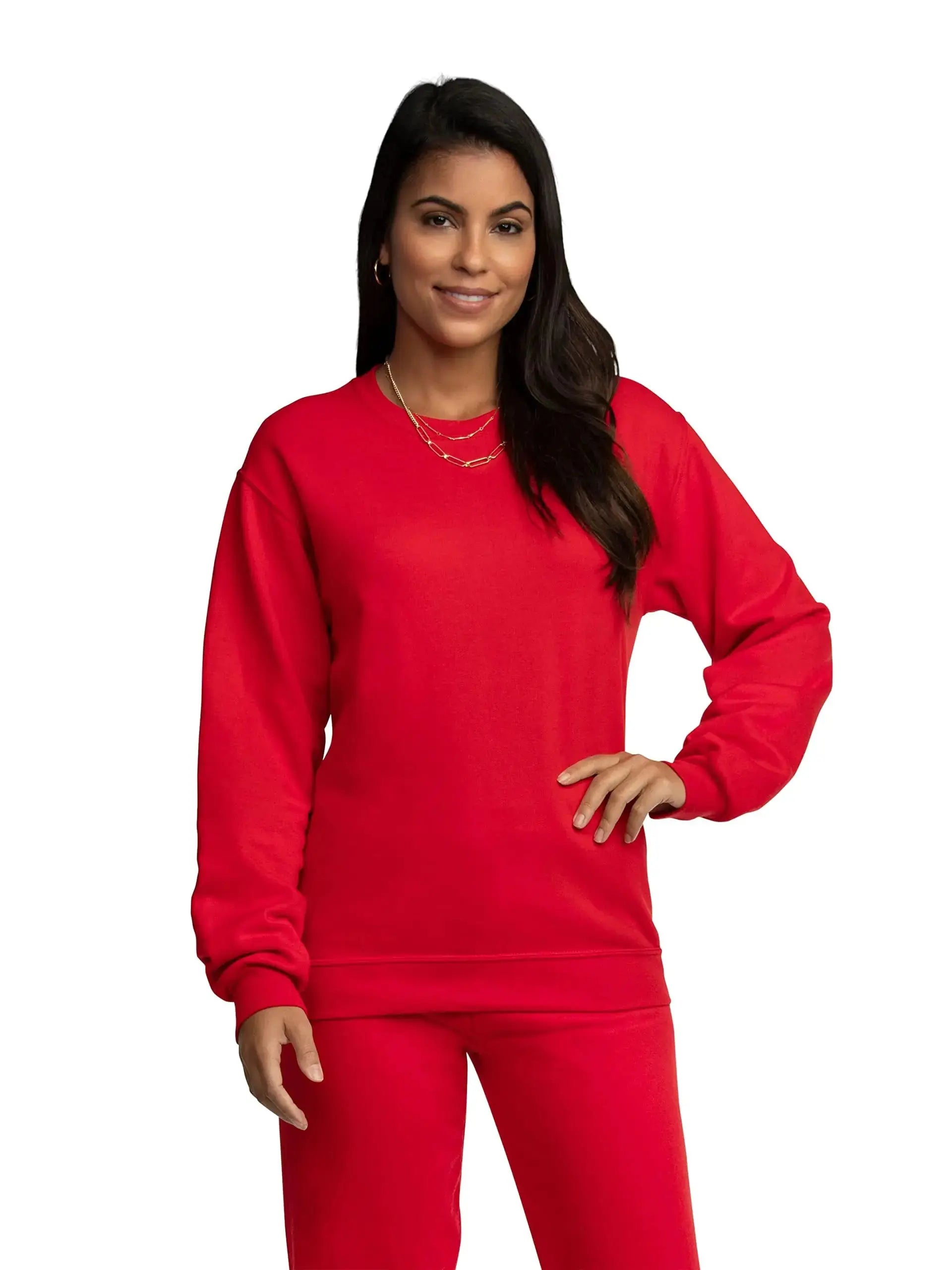 Fruit of the Loom Men's Eversoft Fleece Crewneck Large Red Sweatshirt