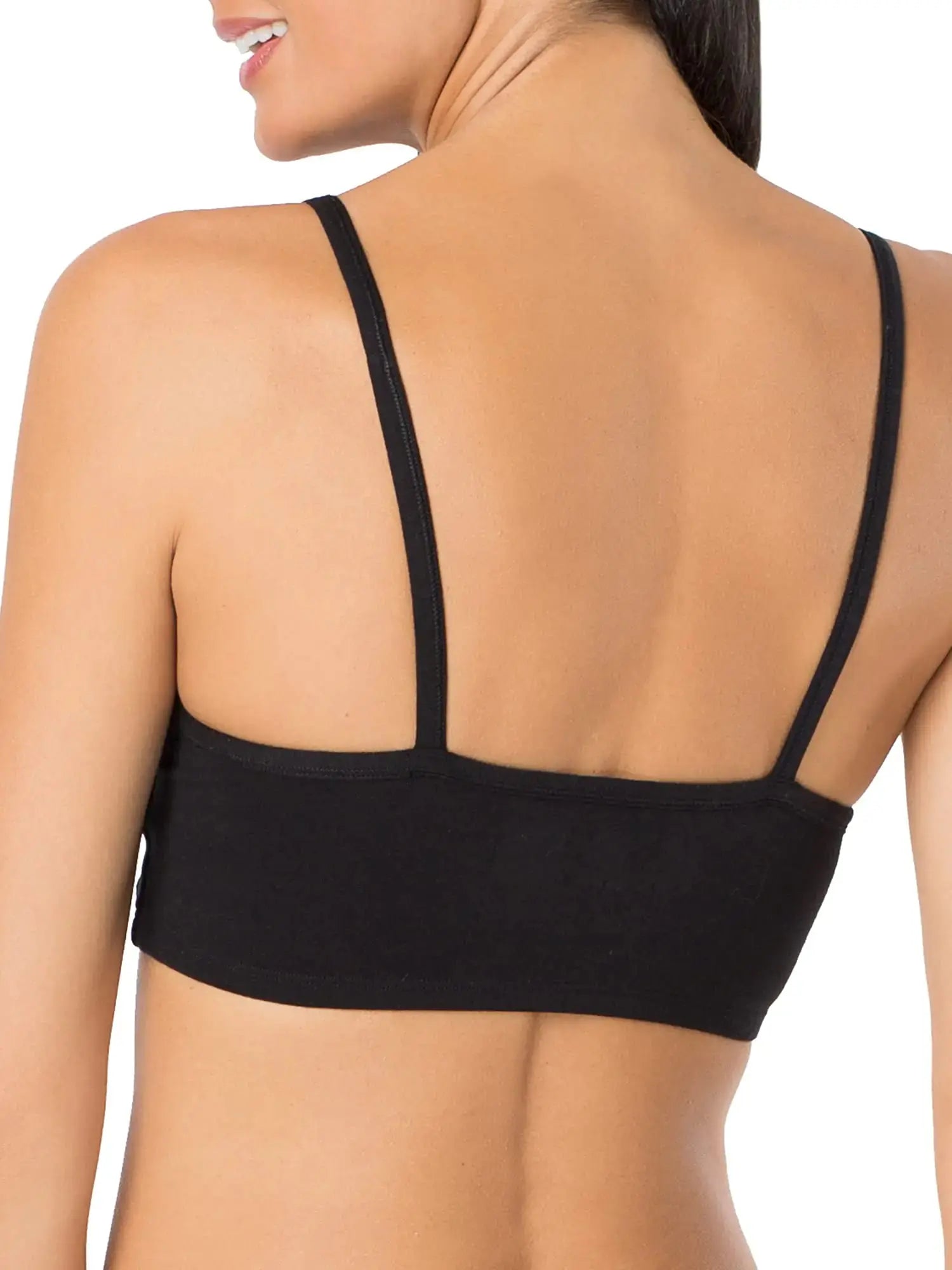 Fruit of the Loom Women's Spaghetti Strap Cotton Pullover Sports Bra Value Pack 40 Black/White/White/Heather Grey 4-pack