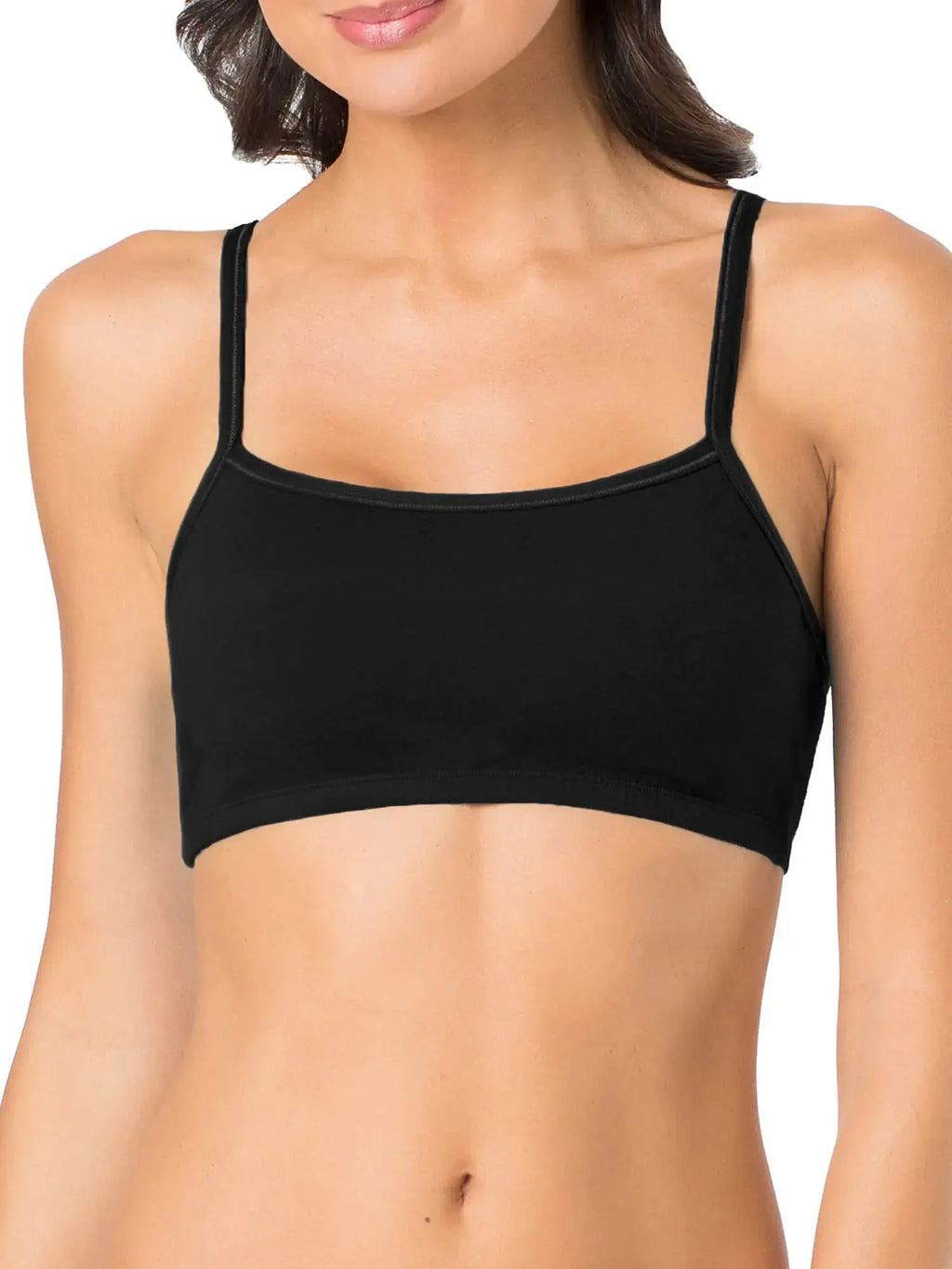Fruit of the Loom Women's Spaghetti Strap Cotton Pullover Sports Bra Value Pack 40 Black/White/White/Heather Grey 4-pack