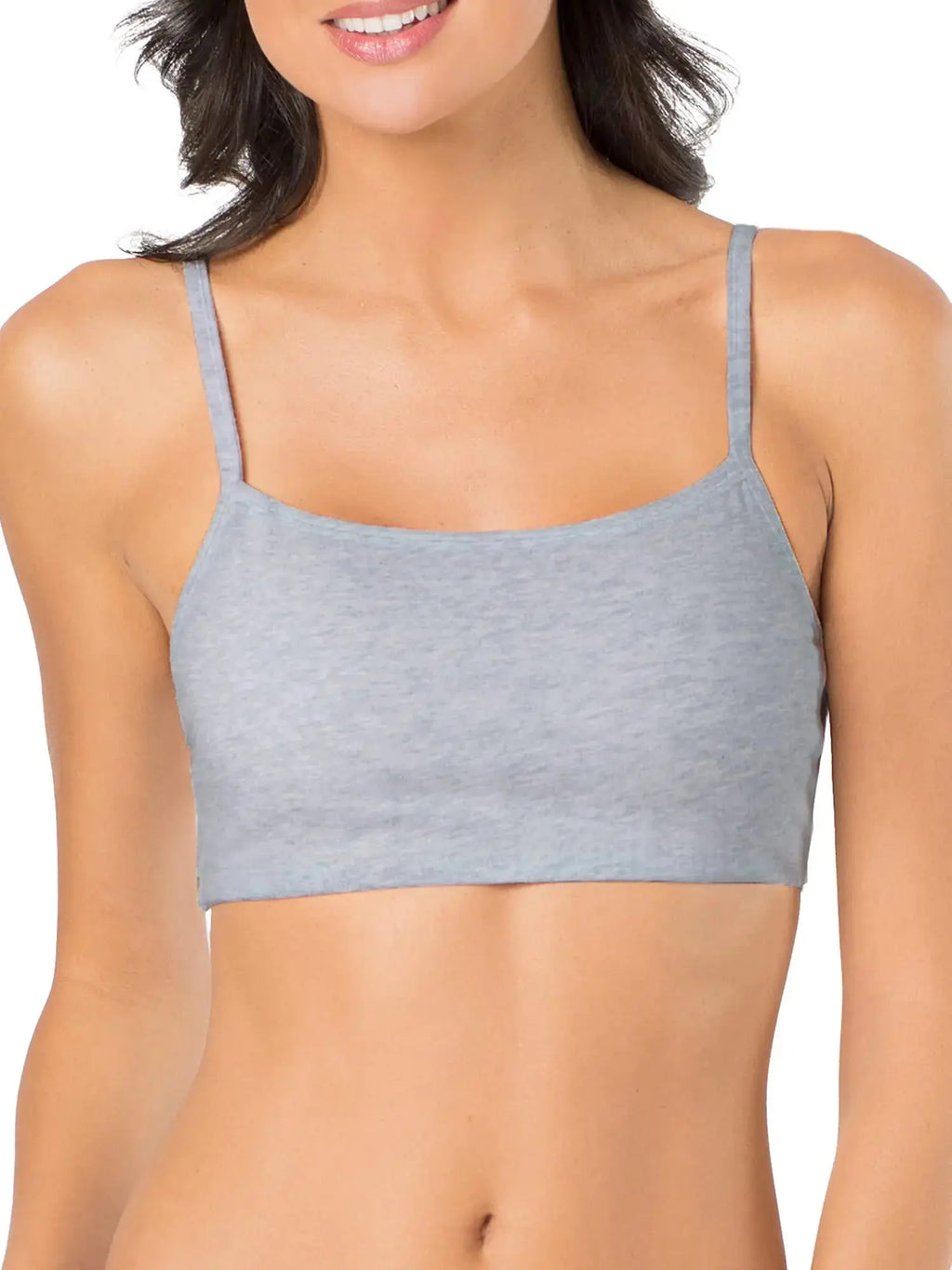 Fruit of the Loom Women's Spaghetti Strap Cotton Pullover Sports Bra Value Pack 40 Black/White/White/Heather Grey 4-pack
