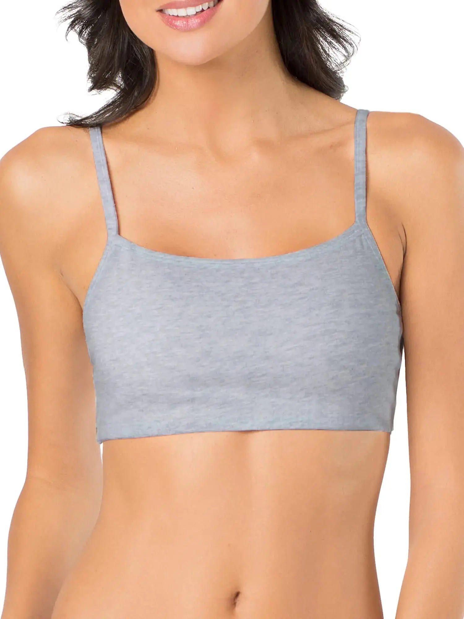Fruit of the Loom Women's Spaghetti Strap Cotton Pullover Sports Bra Value Pack 40 Black/White/White/Heather Grey 4-pack