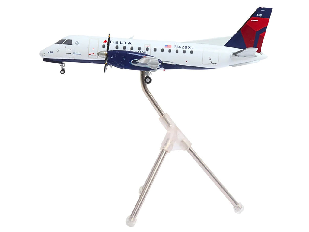 Saab 340B Commercial Aircraft "Delta Connection - Mesaba Airlines" (N428XJ) White with Red and Blue Tail "Gemini 200" Series 1/200 Diecast Model Airplane by GeminiJets