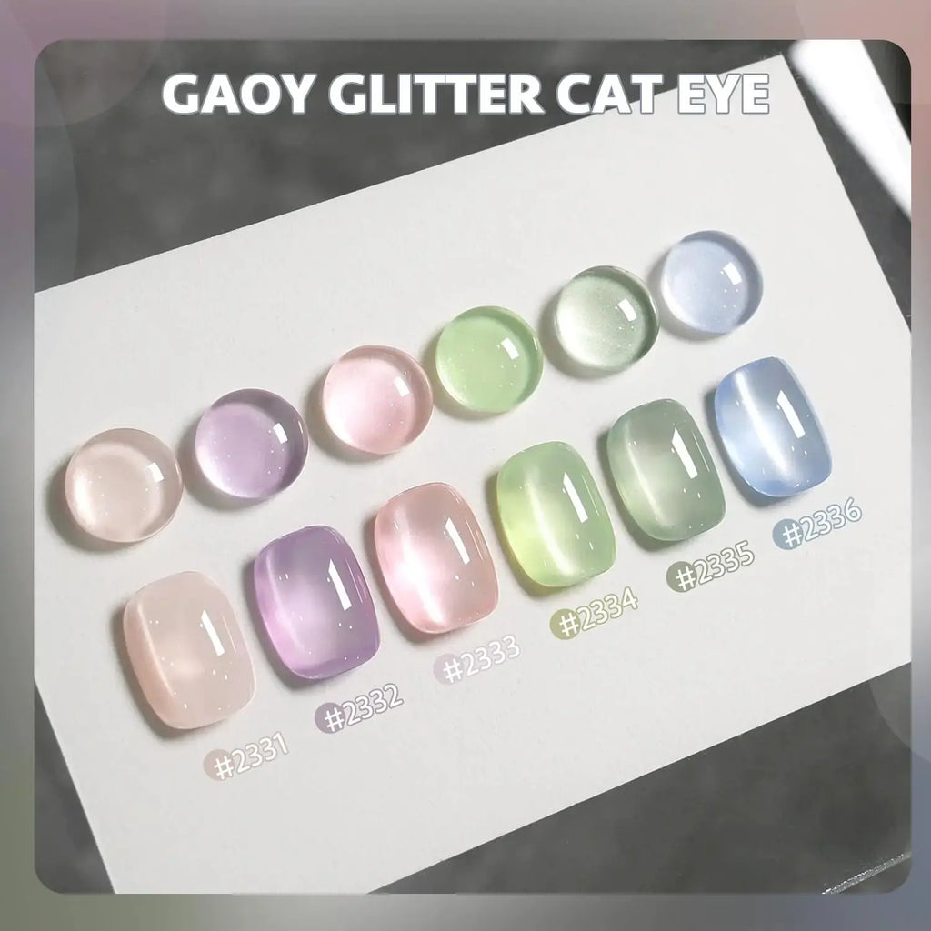 GAOY Cat Eye Gel Nail Polish Set | Magnet for Pink Blue Green Glitter Holographic Cat Eye