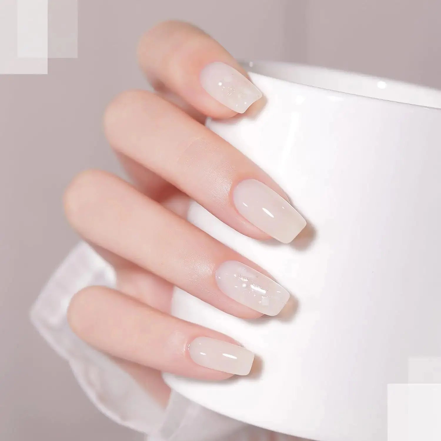 GAOY White Translucent Jelly Gel Nail Polish | Creamy White