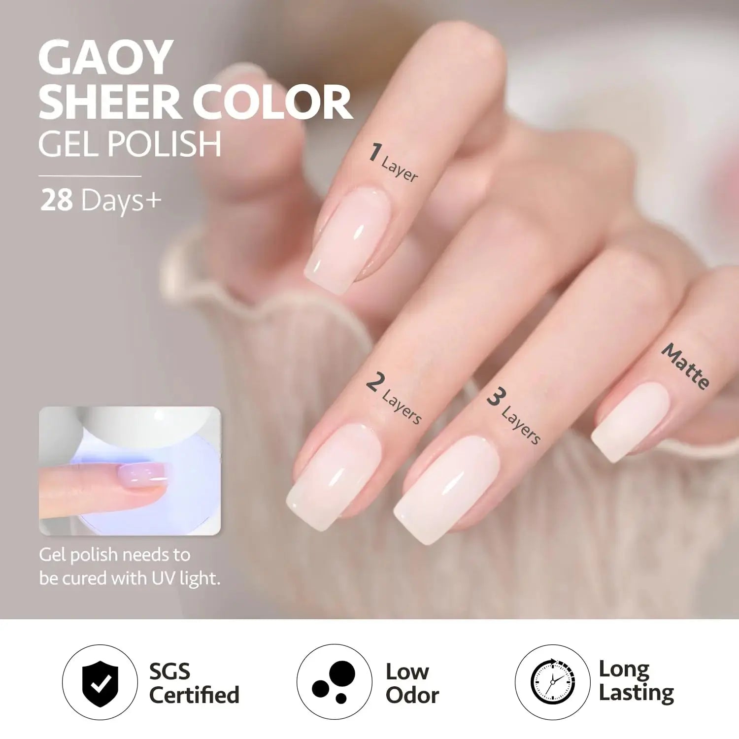 GAOY White Translucent Jelly Gel Nail Polish | Creamy White