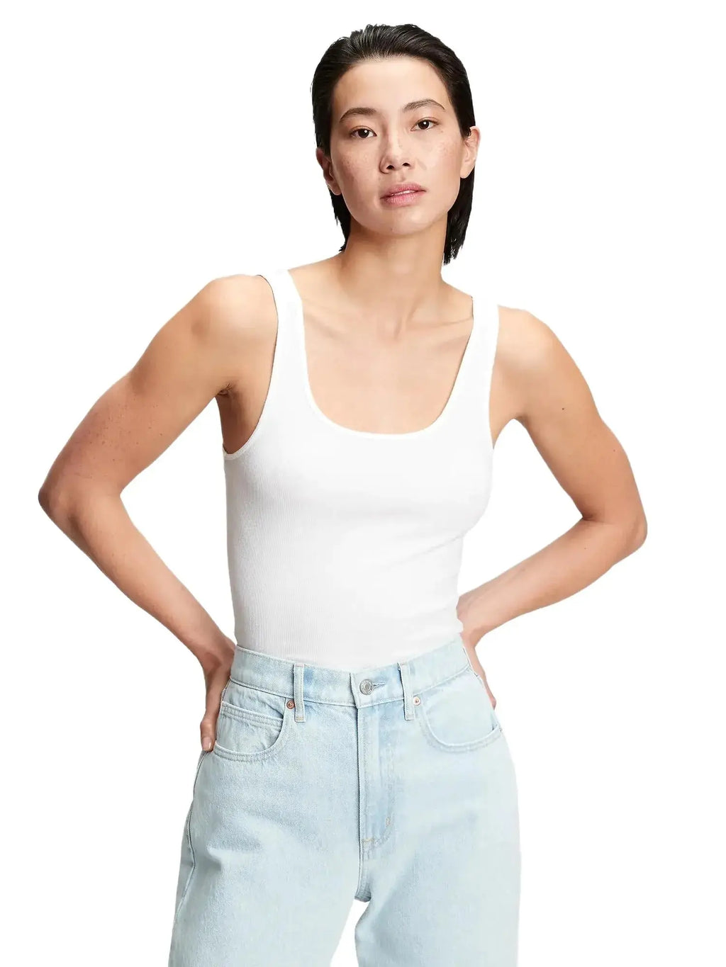 GAP Women's Ribbed Tank Top Small Petite Optic White