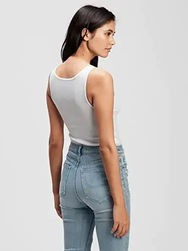 GAP Women's Ribbed Tank Top Small Petite Optic White