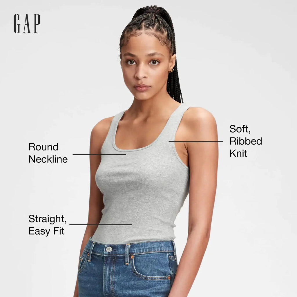 GAP Women's Ribbed Tank Top Small Petite Optic White