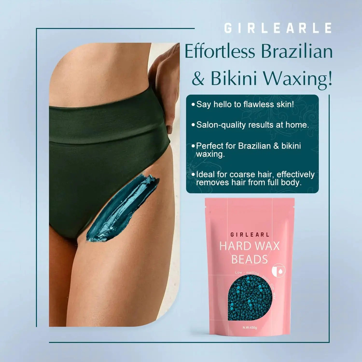 GIRLEARLE Hard Wax Beans for Sensitive Skin | Jasmine Infused Wax for Women and Men Hair Removal