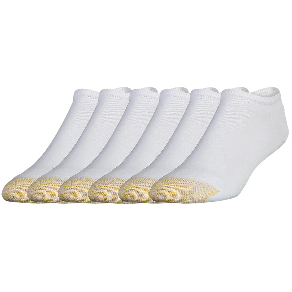 GOLDTOE Men's 656F Cotton No Show Athletic Socks, White Multipairs