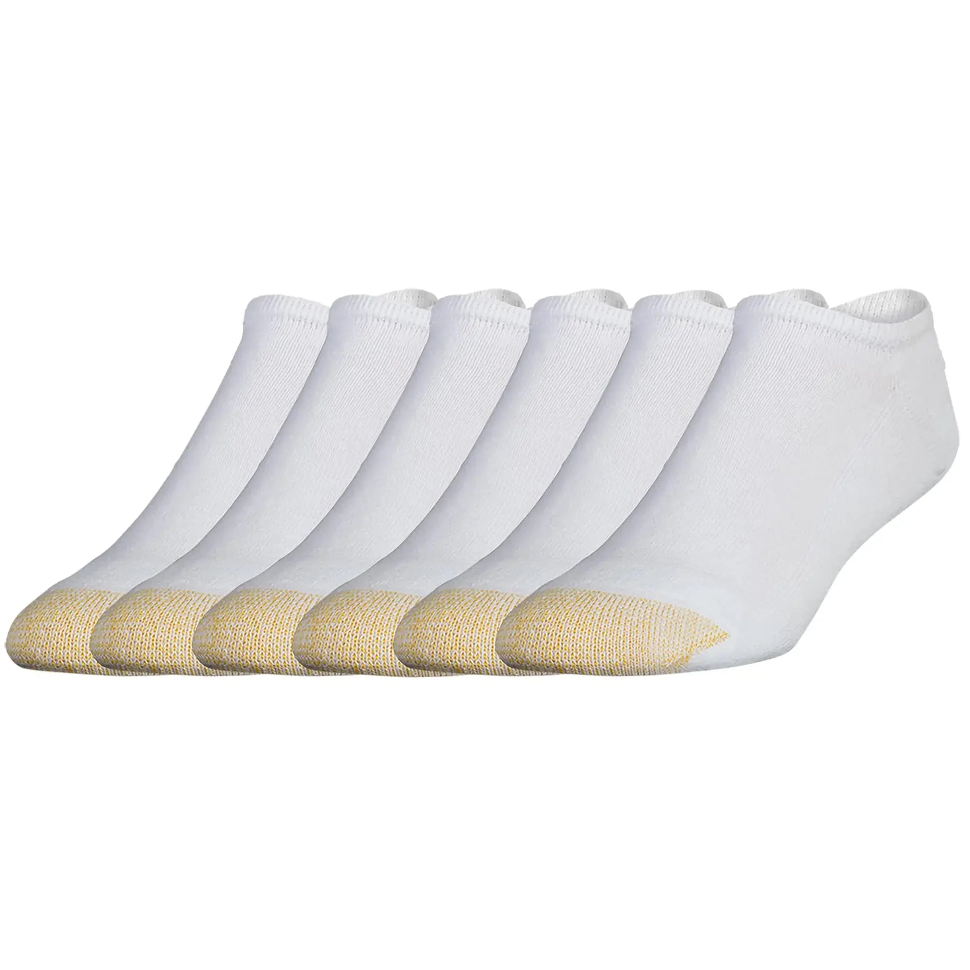 GOLDTOE Men's 656F Cotton No Show Athletic Socks, White Multipairs