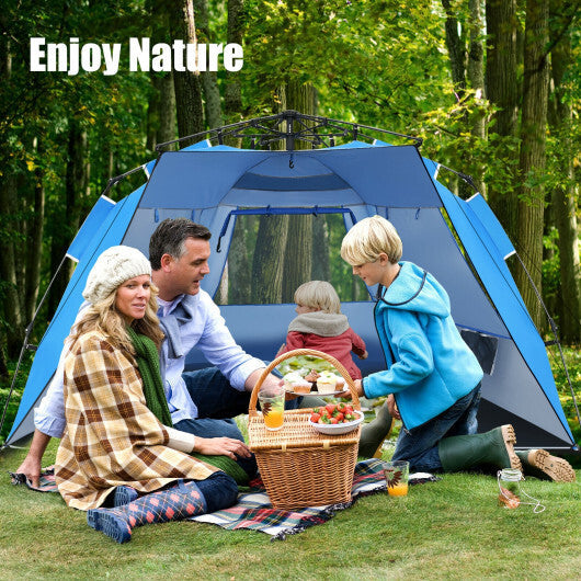 3-4 Person Easy Pop Up Beach Tent UPF 50+ Portable Sun Shelter-Orange