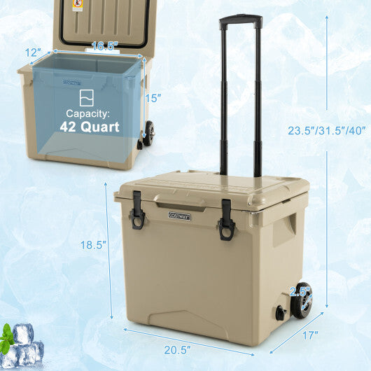 42 Quart Hard Cooler with Wheels and Handle