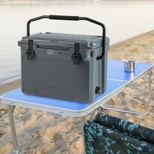 25 QT Hard Cooler with Aluminum Handle and Integrated Cup Holders-Tan