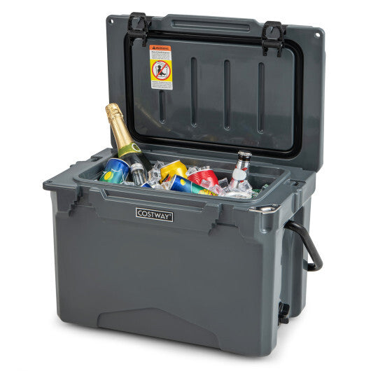25 QT Hard Cooler with Aluminum Handle and Integrated Cup Holders-Tan