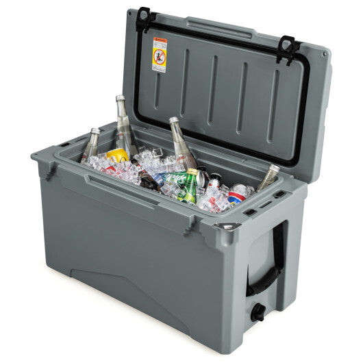 50 QT Rotomolded Cooler Insulated Portable Ice Chest with Integrated Cup Holders-Tan