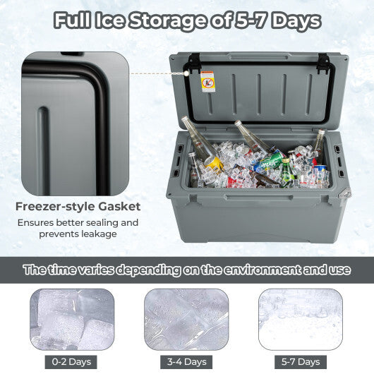 50 QT Rotomolded Cooler Insulated Portable Ice Chest with Integrated Cup Holders-Tan