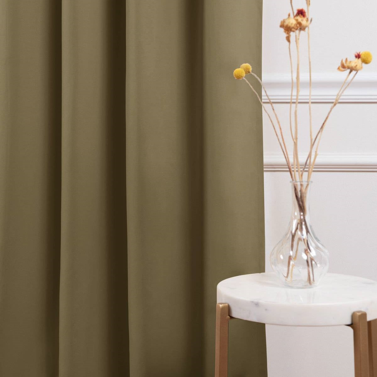 52 x 96 inch Solid Olive Green Thermal Blackout Curtain Panels - Set of 2
