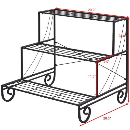 3 Tier Outdoor Metal Garden Planter Holder Shelf