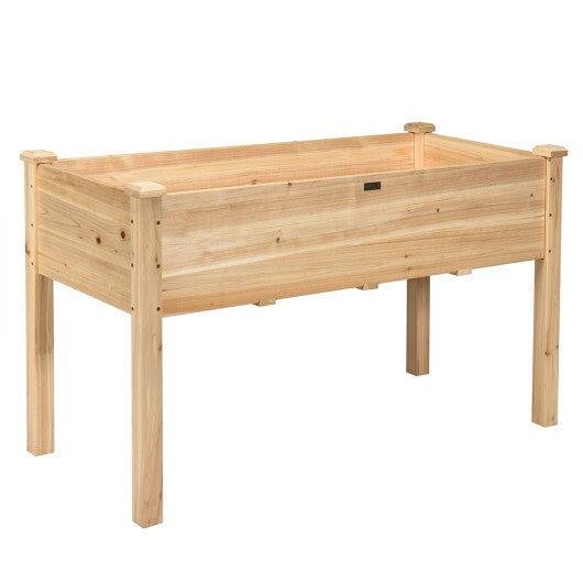 Wooden Raised Vegetable Garden Bed Elevated Grow Vegetable Planter-Natural
