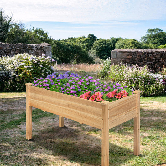 Wooden Raised Vegetable Garden Bed Elevated Grow Vegetable Planter-Natural