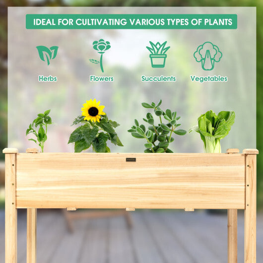 Wooden Raised Vegetable Garden Bed Elevated Grow Vegetable Planter-Natural