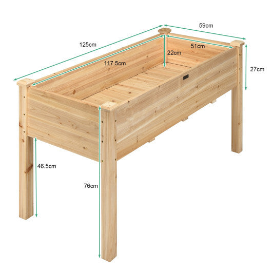 Wooden Raised Vegetable Garden Bed Elevated Grow Vegetable Planter-Natural