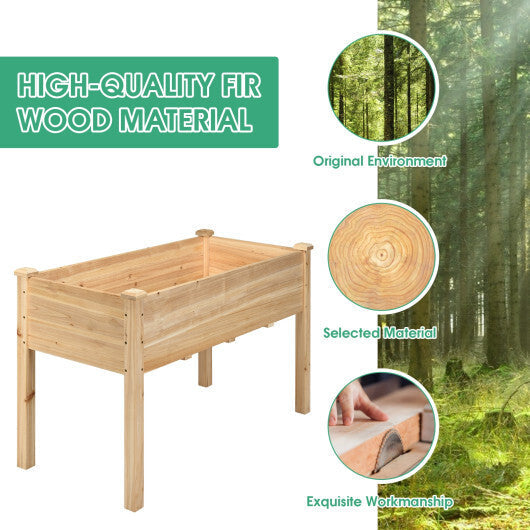 Wooden Raised Vegetable Garden Bed Elevated Grow Vegetable Planter-Natural
