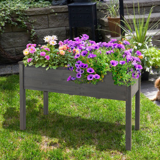 Wooden Raised Vegetable Garden Bed Elevated Grow Vegetable Planter-Natural