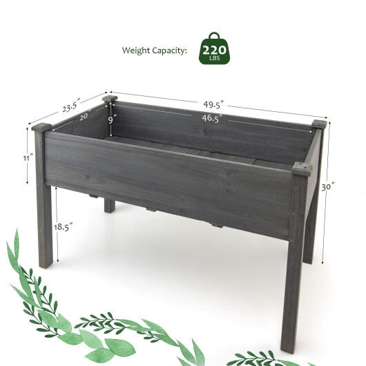 Wooden Raised Vegetable Garden Bed Elevated Grow Vegetable Planter-Natural