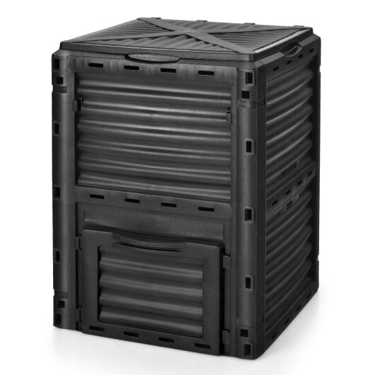 80-Gallon Outdoor Composter with Large Openable Lid and Bottom Exit Door-Green