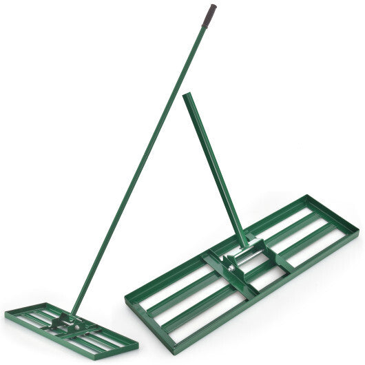 30 x 10 Inch Lawn Leveling Rake with Ergonomic Handle-Green