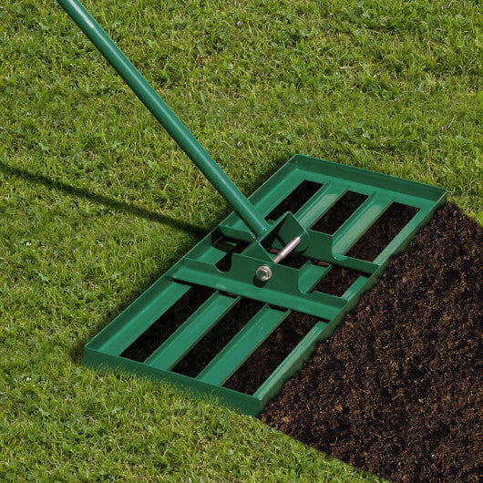 30 x 10 Inch Lawn Leveling Rake with Ergonomic Handle-Green