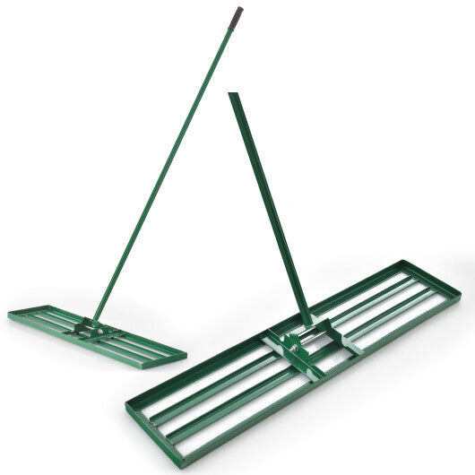 36 x 10 Inch Lawn Leveling Rake with Ergonomic Handle-Green