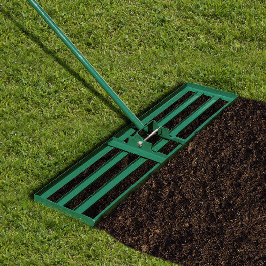 36 x 10 Inch Lawn Leveling Rake with Ergonomic Handle-Green