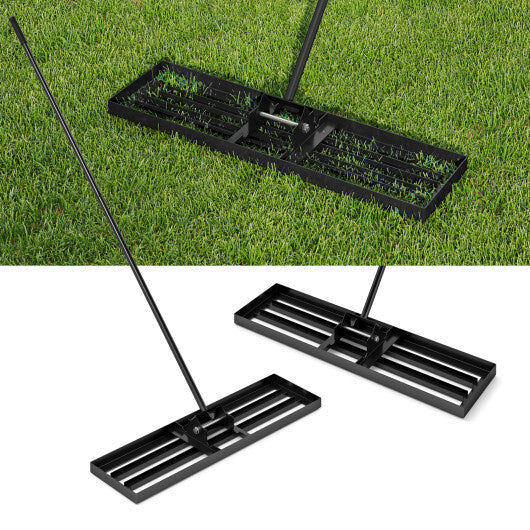 36 x 10 Inch Lawn Leveling Rake with Ergonomic Handle-Green