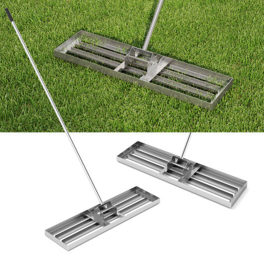36 x 10 Inch Lawn Leveling Rake with Ergonomic Handle-Green