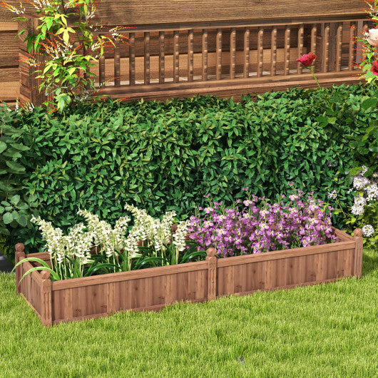 91 x 24 x 16 Inch Divisible Planter Box with Corner Drainage and Non-woven Liner for Growing Vegetables-Natural