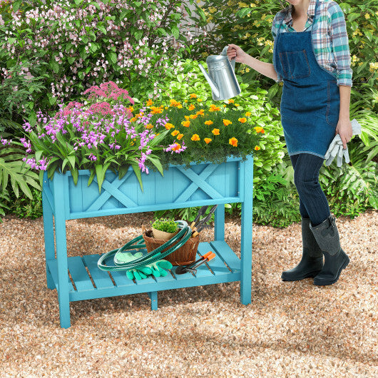 HIPS Raised Garden Bed Poly Wood Elevated Planter Box-Coffee