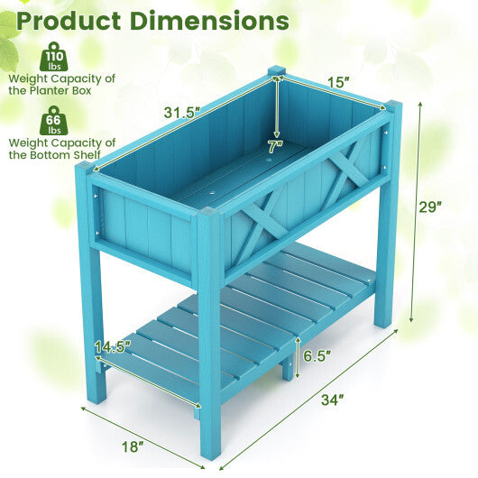 HIPS Raised Garden Bed Poly Wood Elevated Planter Box-Coffee