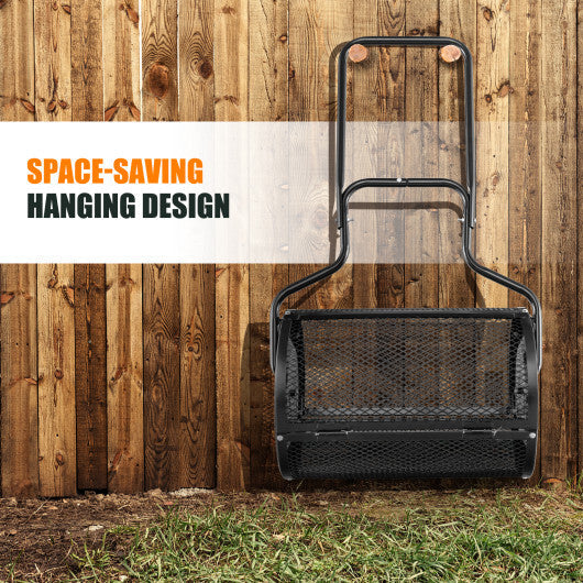 24" Peat Moss Spreader with Upgrade Side Latches and U-shape Handle-Black
