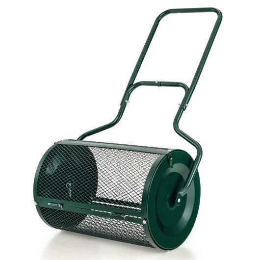 24" Peat Moss Spreader with Upgrade Side Latches and U-shape Handle-Black