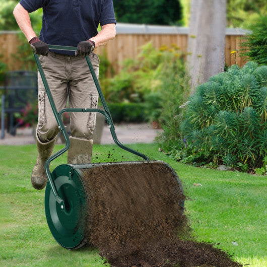 24" Peat Moss Spreader with Upgrade Side Latches and U-shape Handle-Black
