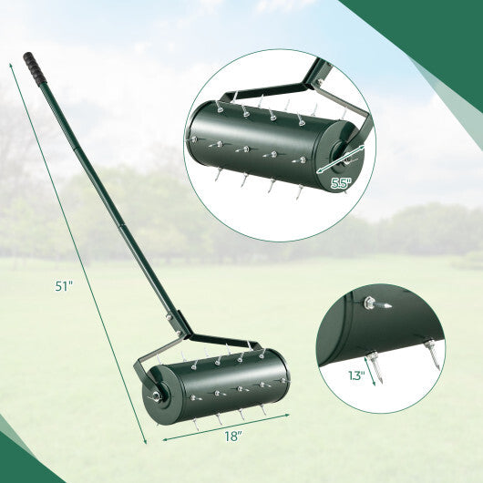 18/21 Inch Manual Lawn Aerator with Detachable Handle Filled with Sand or Stone-21 inches